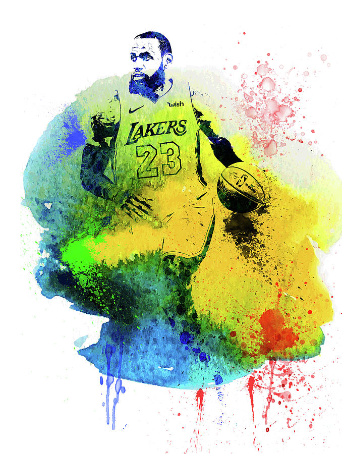 LeBron James Watercolor T-Shirt by Naxart Studio - Pixels