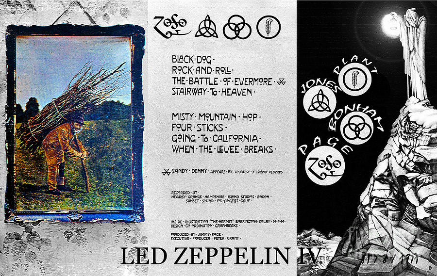 Led Zeppelin 4 album art Mixed Media by David Lee Thompson