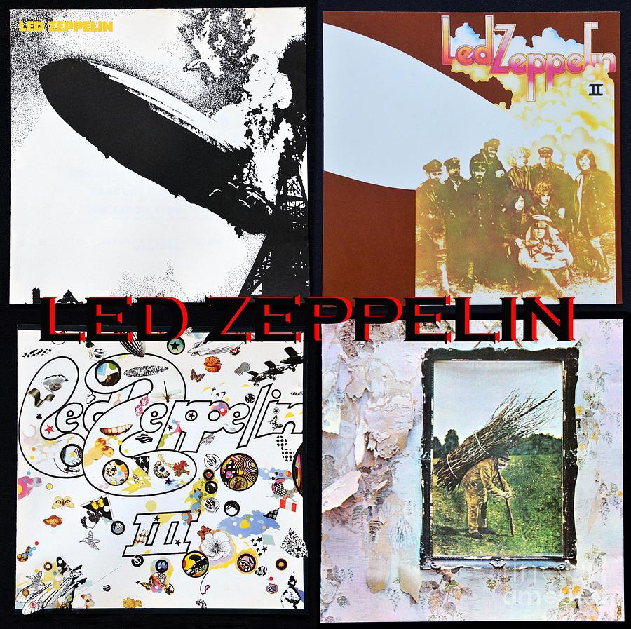 Led Zeppelin first 4 t shirt poster design A Mixed Media by David Lee Thompson