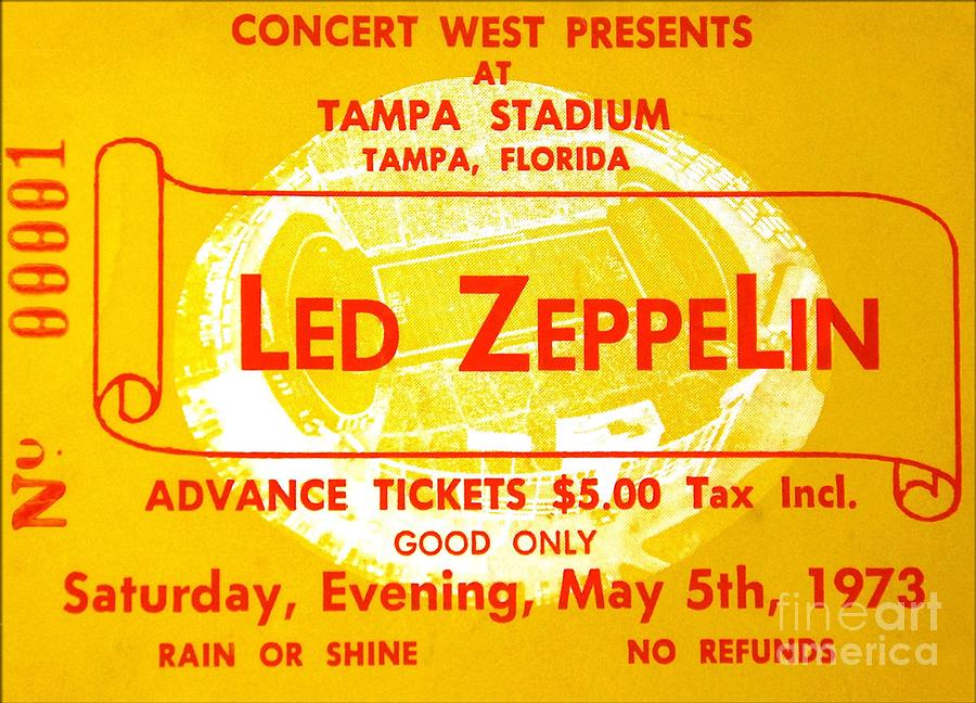 Led Zeppelin record breaking concert ticket 1973 Photograph by David Lee Thompson
