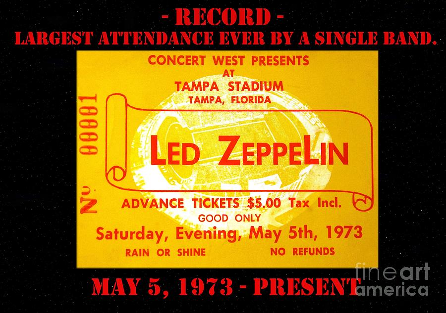 Led Zeppelin record breaking concert ticket Photograph by David Lee Thompson