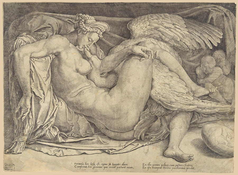 Leda and the Swan Drawing by Cornelis Bos