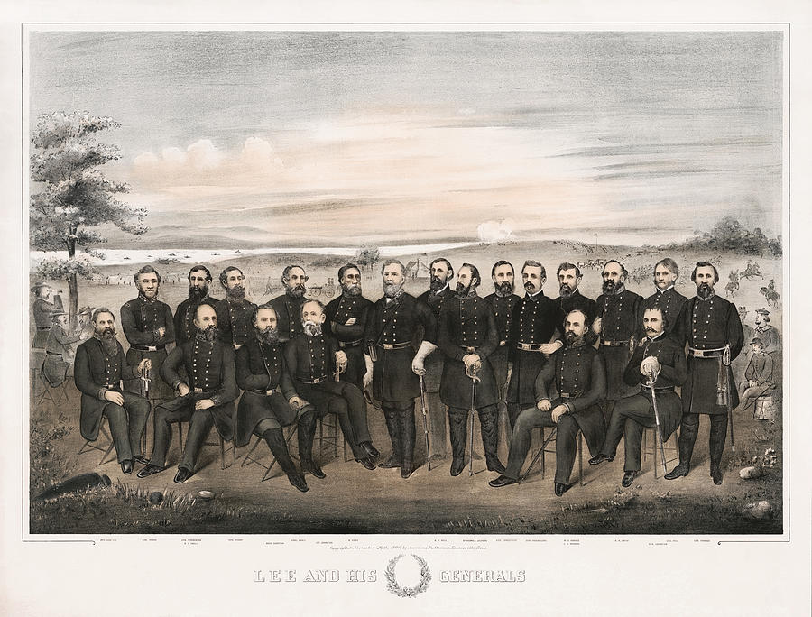 Lee and His Generals - American Civil War Painting by War Is Hell Store