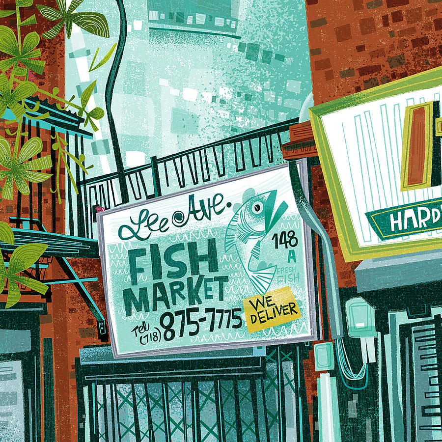 Lee Ave. Fish Market SQ Digital Art by Daniel Guidera - Pixels