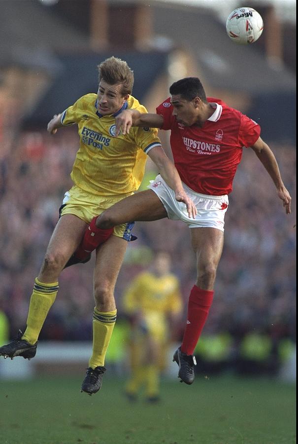 Lee Chapman of Leeds United and Des Walker of Nottingham Forest Photograph by Shaun Botterill