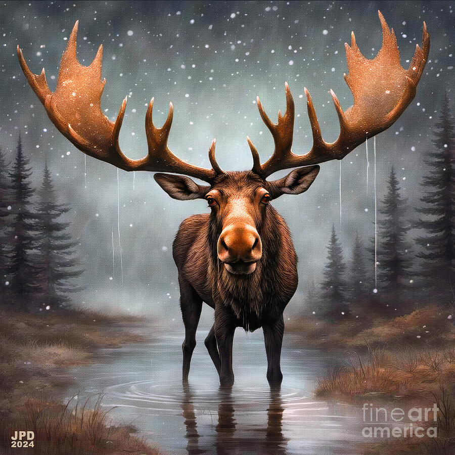 Moose Digital Art - Lee-Roys Impressive Rack by J Paul DiMaggio