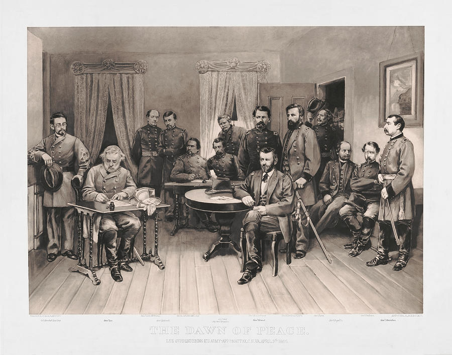Lee Surrendering His Army - The Dawn Of Peace - Appomattox 1865 Drawing by War Is Hell Store