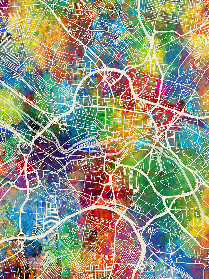 Leeds England Street Map #37 Digital Art by Michael Tompsett