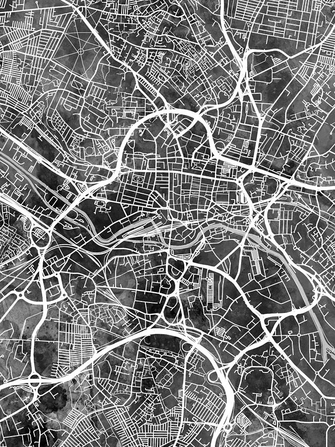 Leeds England Street Map #38 Digital Art by Michael Tompsett
