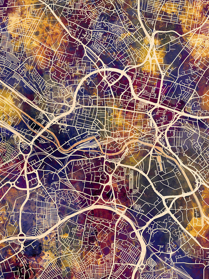Leeds England Street Map #39 Digital Art by Michael Tompsett