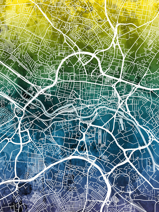 Leeds England Street Map #41 Digital Art by Michael Tompsett