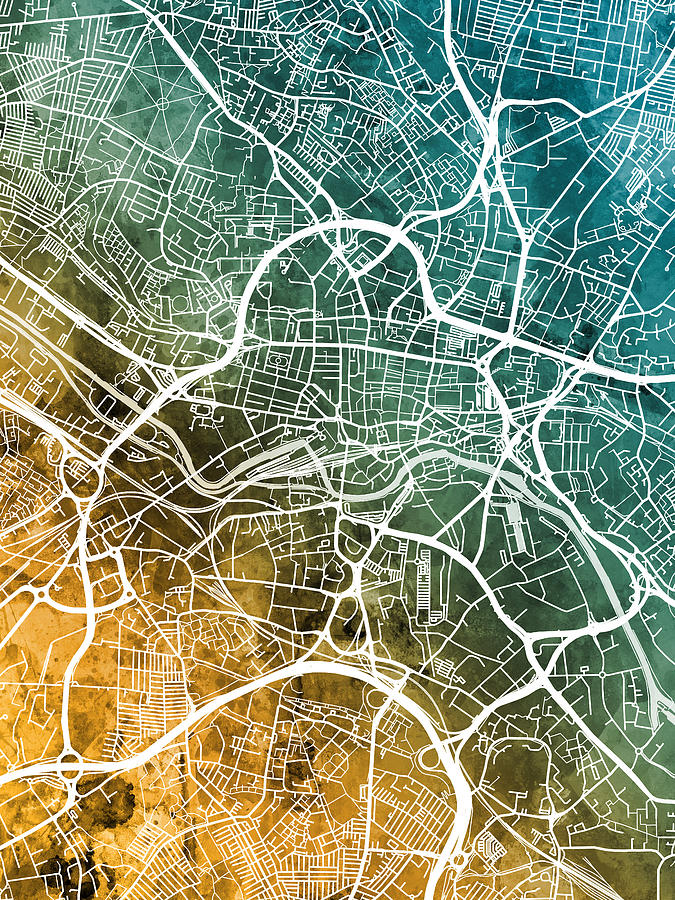 Leeds England Street Map #42 Digital Art by Michael Tompsett