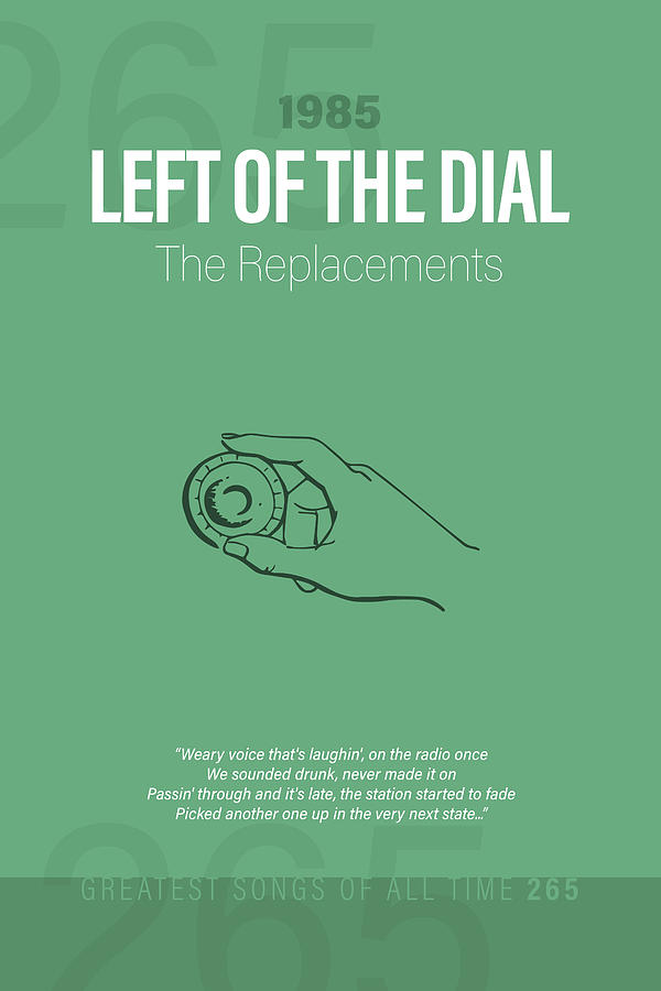 The Replacements Mixed Media - Left Of The Dial The Replacements Minimalist Song Lyrics Greatest Hits of All Time 265 by Design Turnpike