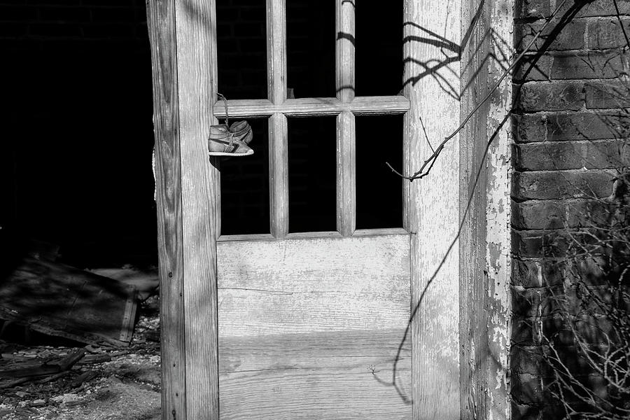 Left On The Door Bw Photograph