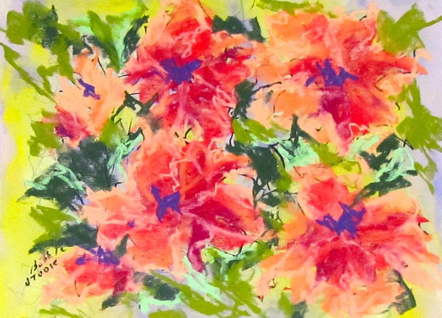 Lefthand Abstracts Series #2 Orange Floral Pastel by Barbara OToole