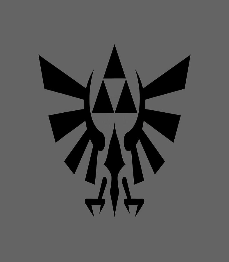 Legend of Zelda Hyrule Crest Triforce Black Out Logo Digital Art by ...