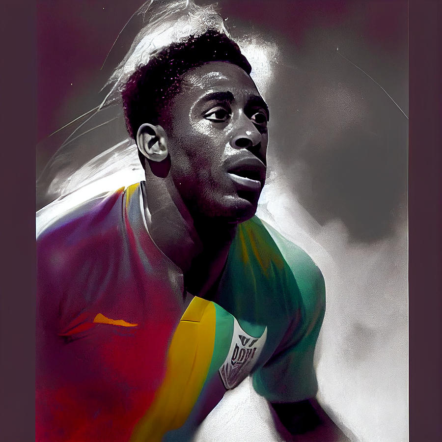 Legendary  Soccer  Player  Pele    Vibrant  Neon  Colo  D  A  B    Adc By Asar Studios Digital Art