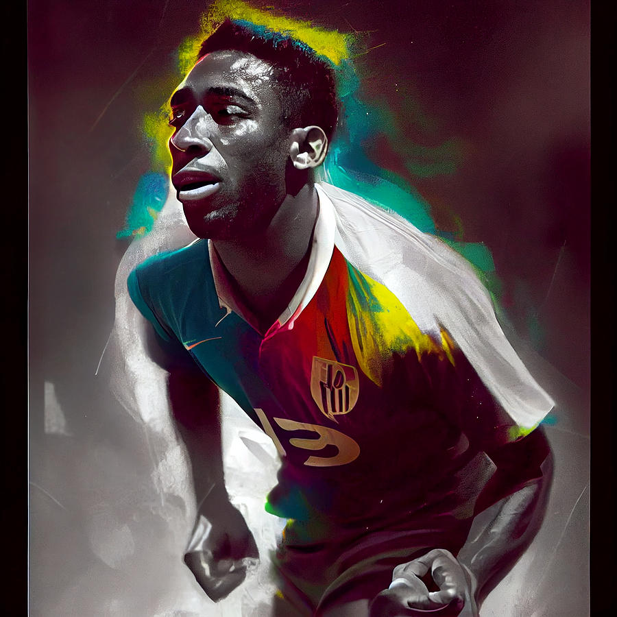 Legendary  Soccer  Player  Pele    Vibrant  Neon  Colo  Fa  A  D  Aad  Aca By Asar Studios Digital Art