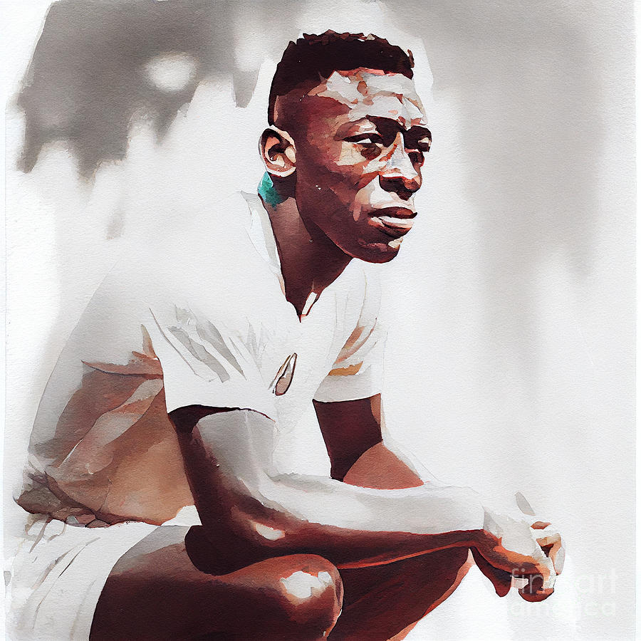 Legendary Soccer Player Pele watercolor by Asar Studios Digital Art by ...