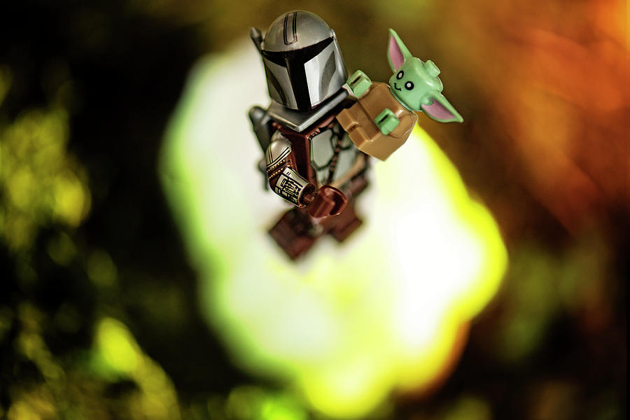 LEGO Baby Yoda and Mandalorian In Flight Photograph by Matt McDonald