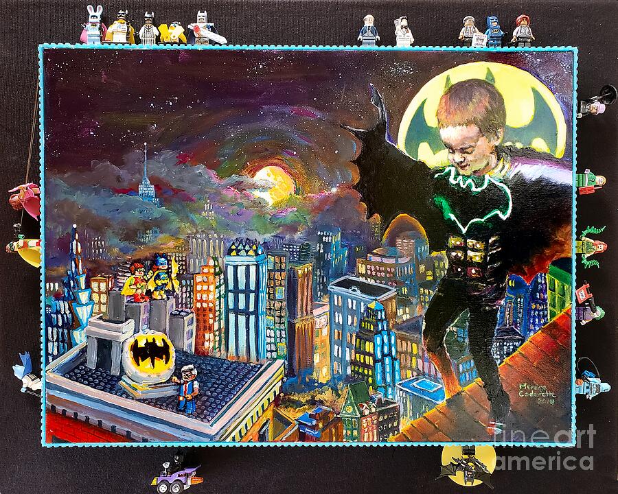 Lego Batman...Pew, Pew Mixed Media by Merana Cadorette