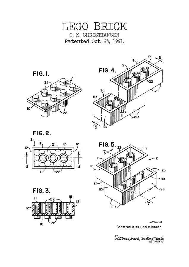LEGO BRICK patent Digital by Dennson Creative Pixels