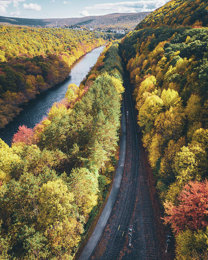 Lehigh Gorge Scenic Railway Switch into Fall Photograph by Jason Fink