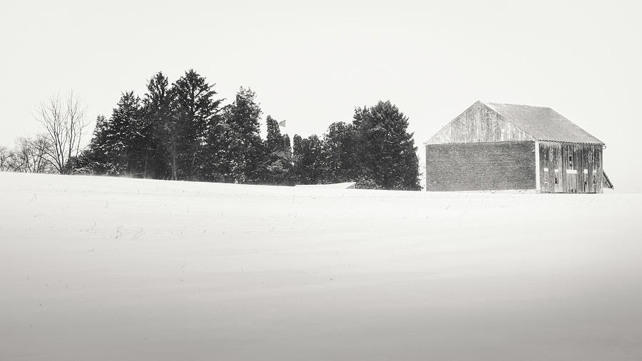 Lehigh Valley Winter Barn Black and White Photograph by Jason Fink