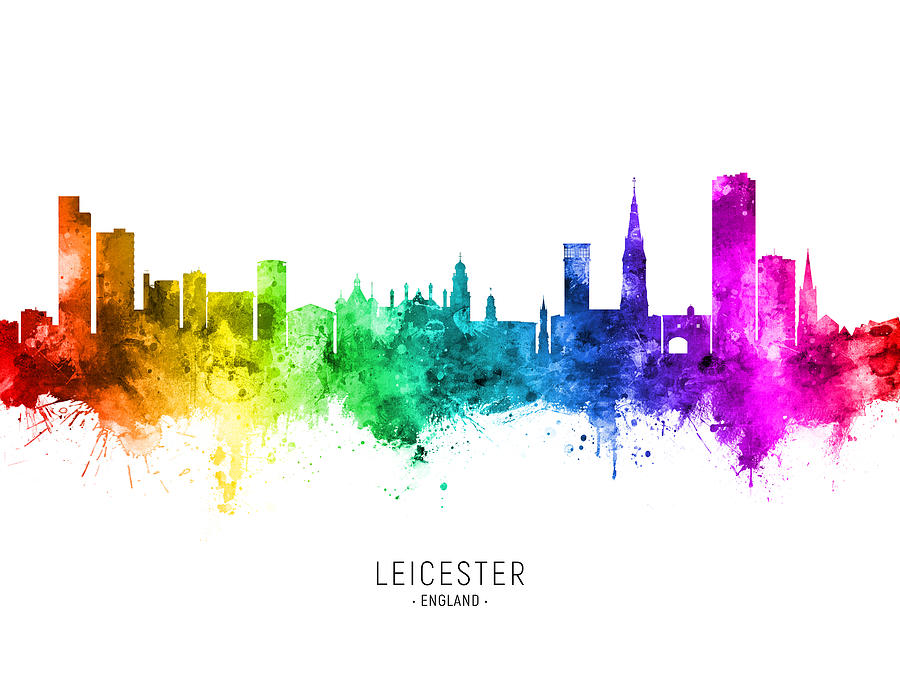 Leicester England Skyline #75b Digital Art by Michael Tompsett