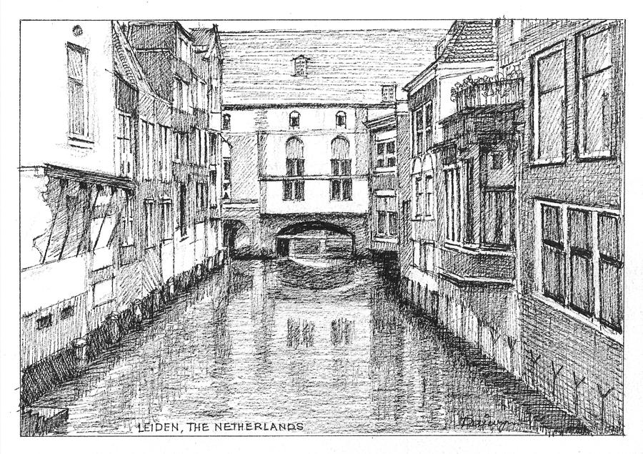 Leiden Canal The Netherlands Drawing by Dai Wynn