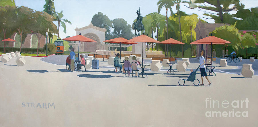 Leisure Time, Balboa Park - San Diego, California Painting by Paul Strahm