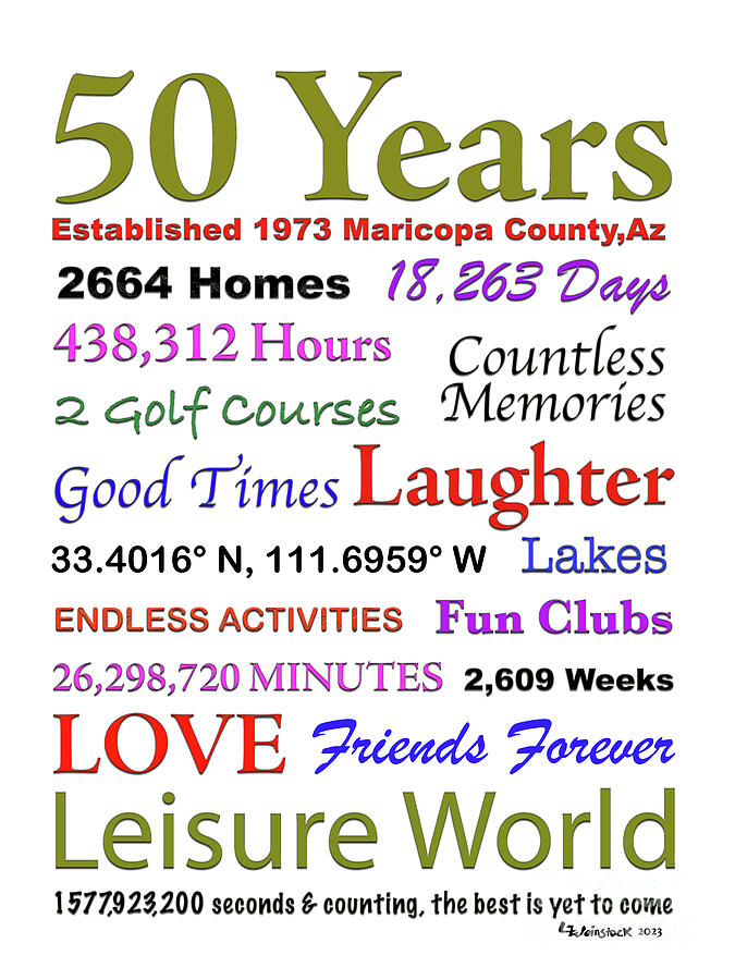 Leisure Worlds 50th Anniversary Mixed Media by Linda Weinstock