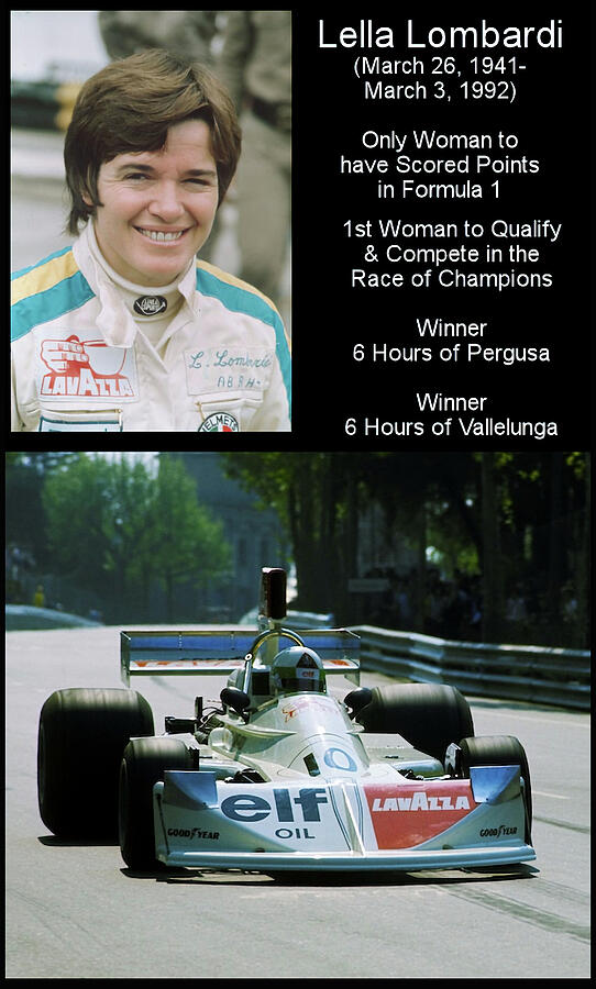 Lella Lombardi v1 Photograph by Robert Banach Lella Lombardi v1 Photograph by Robert Banach