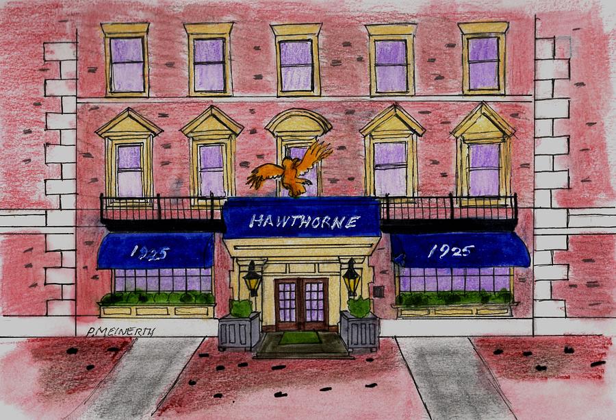 lem Hawthorne Hotel Drawing by Paul Meinerth