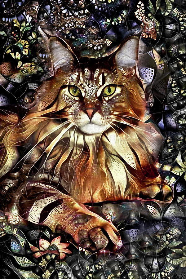 Lemieux the Maine Coon Cat Digital Art by Peggy Collins