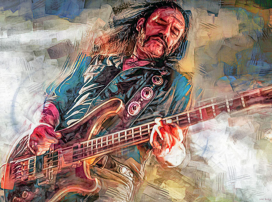 Music Mixed Media - Lemmy Kilmister Bass Player Motorhead by Mal Bray