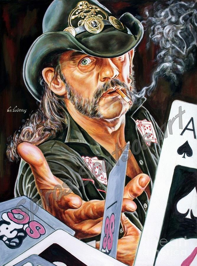 Lemmy Motorhead Portrait Painting Ink Original Wall Art Mounted Picture 