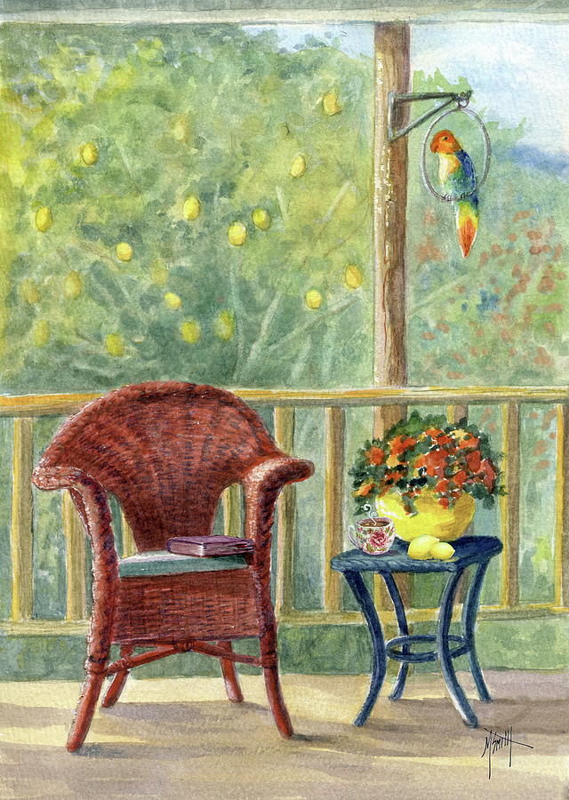 Lemon Painting - Lemon And Tea Time by Marilyn Smith