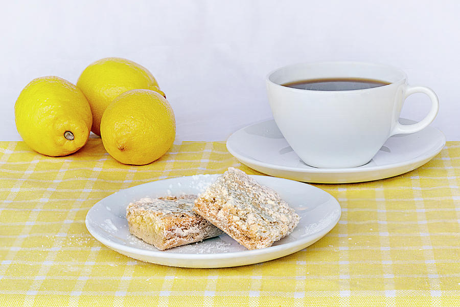 Lemon Bars and Coffee - Still Life Photograph by Nikolyn McDonald