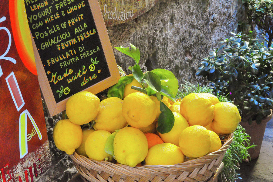 Lemon Basket Cinque Terre Italy Digital Art by Julia Redford - Fine Art ...