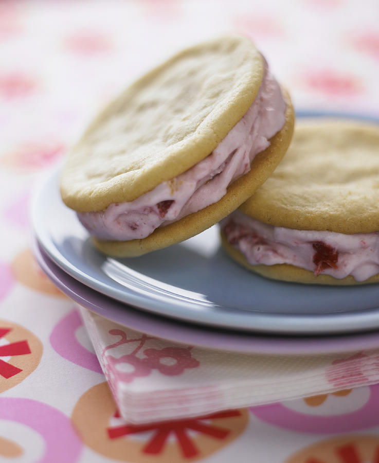 Lemon Cookie Strawberry Gelato Sandwiches Photograph by Iain Bagwell