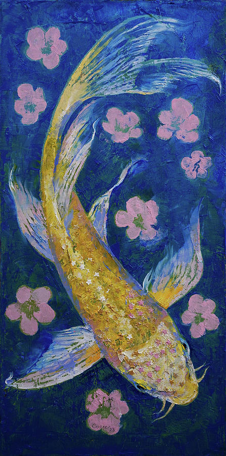 Lemon Hariwake Koi Painting by Michael Creese