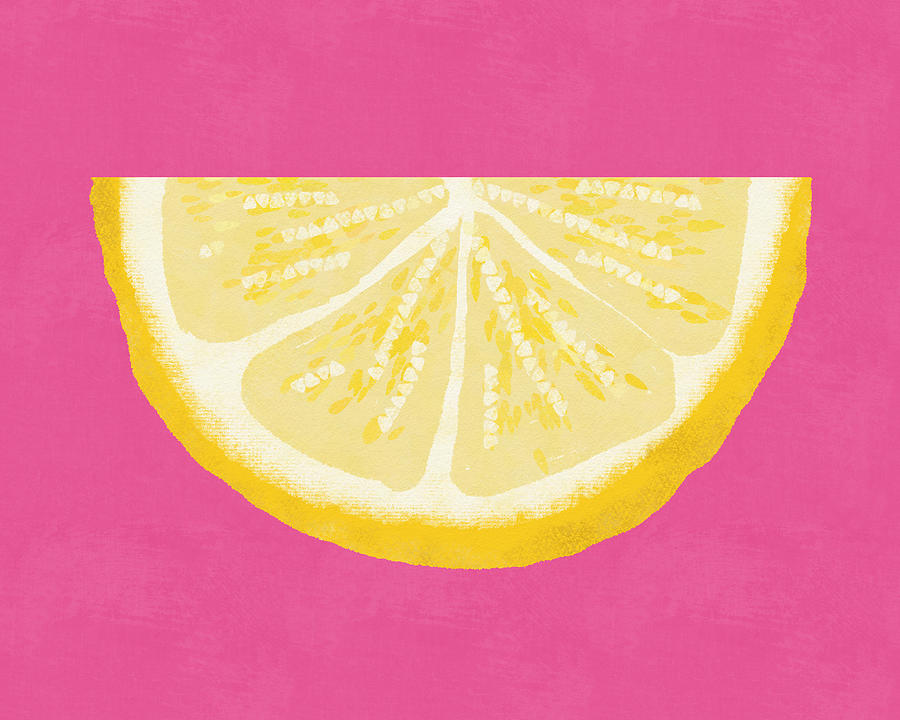Lemon Wedge on Pink- Art by Linda Woods Digital Art by Linda Woods