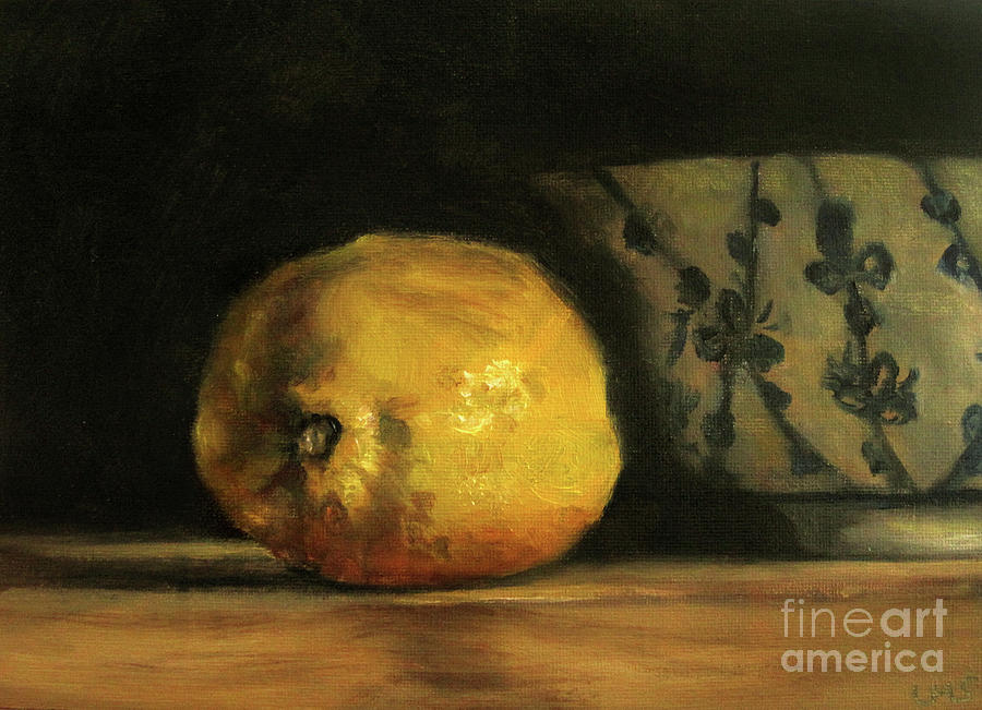 Lemon with Asian Bowl Painting by Ulrike Miesen-Schuermann