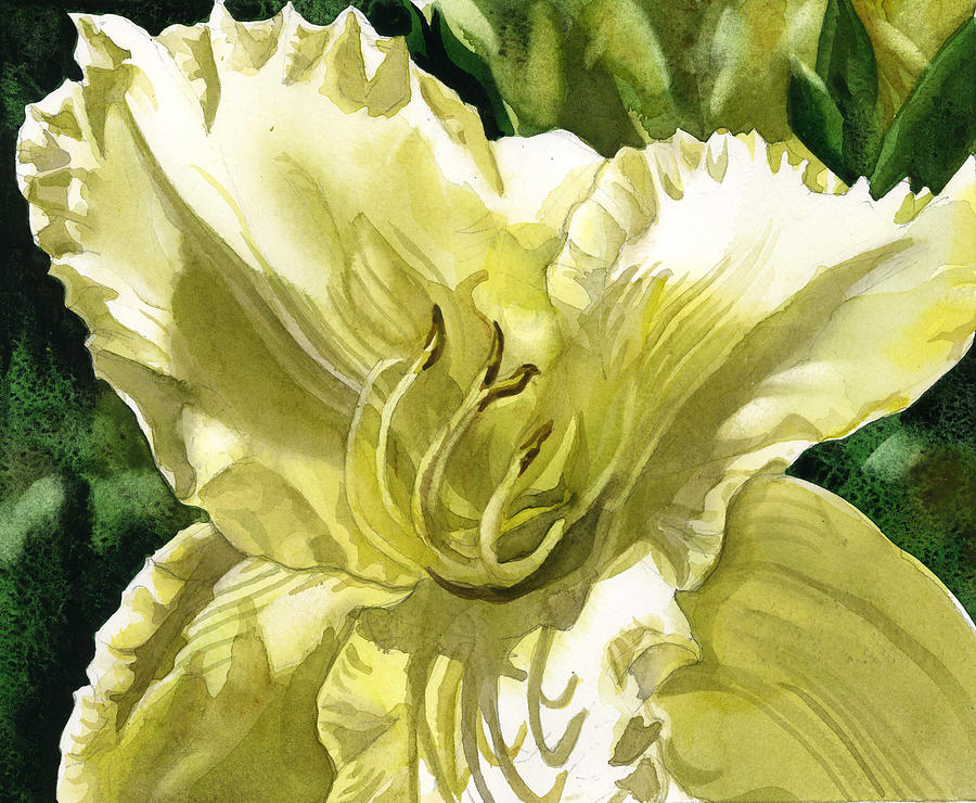 Lemon Yellow Lily Painting by Alfred Ng