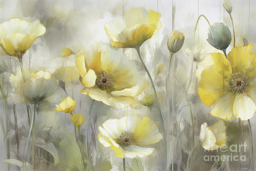 Lemon Yellow Poppies Painting by Tina LeCour