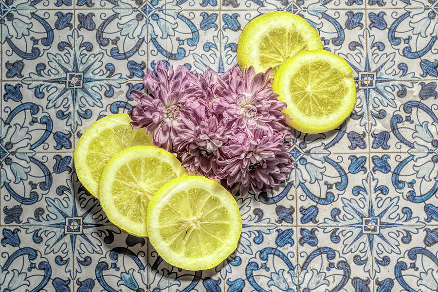 Lemons and Chrysanthemums Photograph by Sharon Popek Lemons and Chrysanthemums Photograph by Sharon Popek