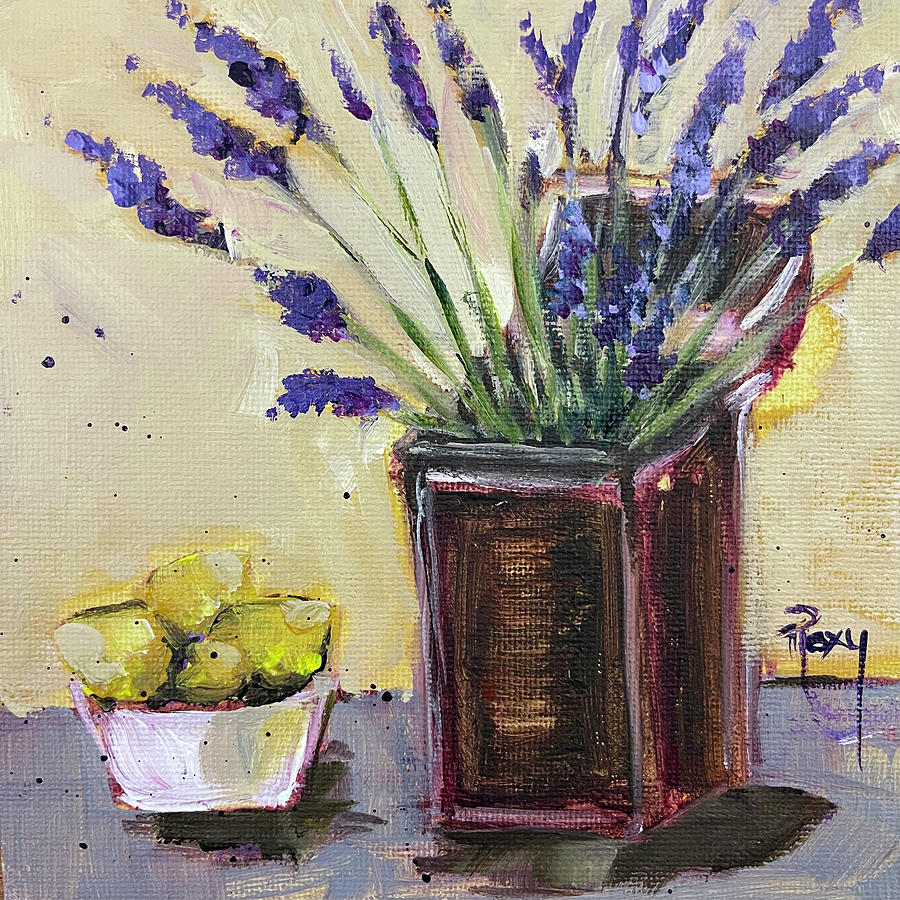 Lemons and Lavender Painting by Roxy Rich