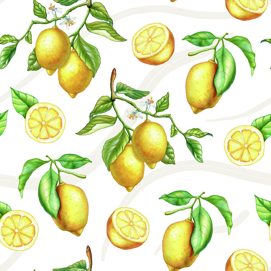 Lemons and leaves pattern Mixed Media by Andrea Danti - Fine Art America