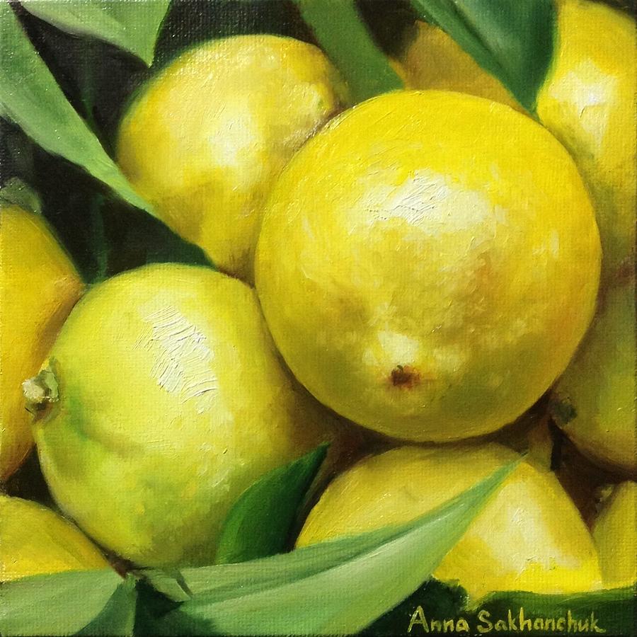 Lemons Painting by Anna Sakhanchuk | Fine Art America